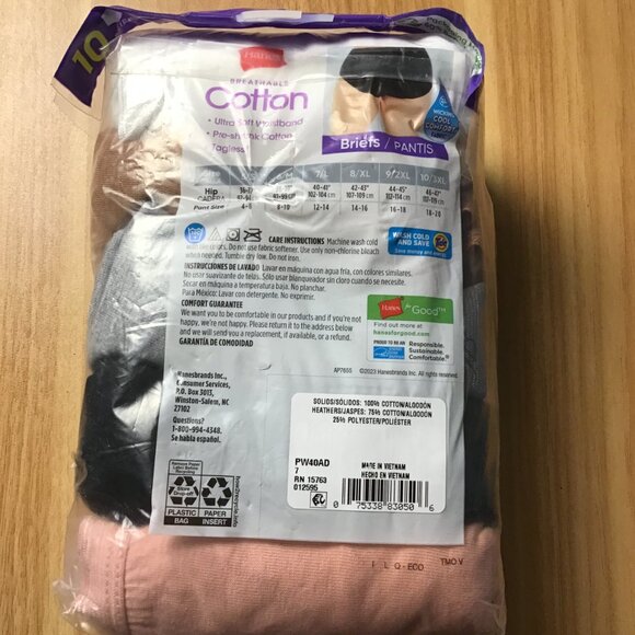 Hanes Womens Underwear 10-Pack, Full-Coverage Brief Panties, Moisture-Wicking - Picture 4 of 5